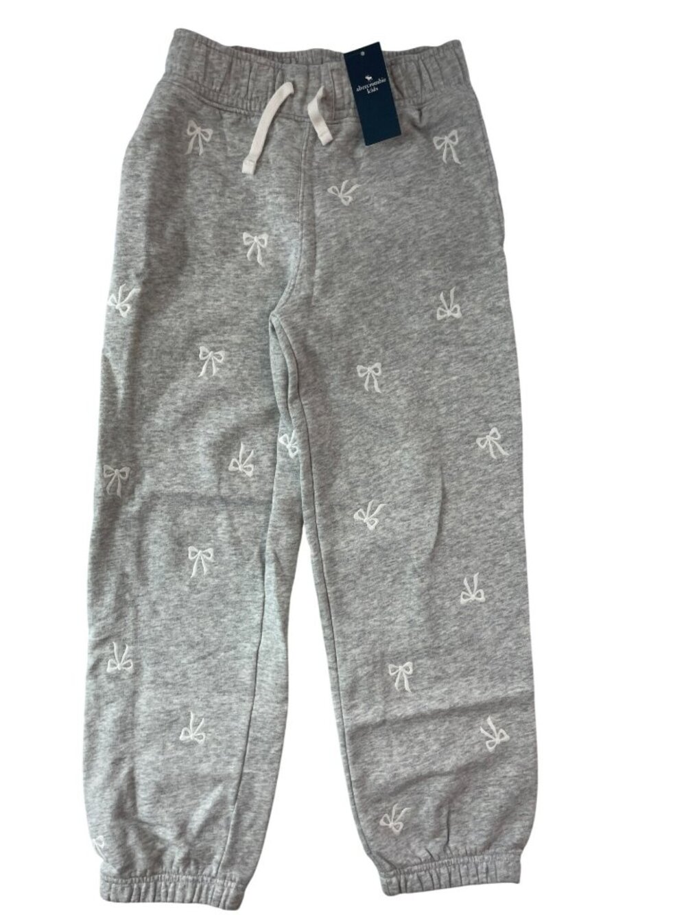 Abercrombie Kids A&F Essentials Gray Jogger Sweatpants Bow Size 9/10 MSRP$45 NWT